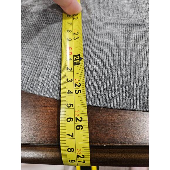 J. Crew 100% Merino Wool Gray Swing Sweater Cropped Overaized Size S 3/4 sleeve - Picture 4 of 6